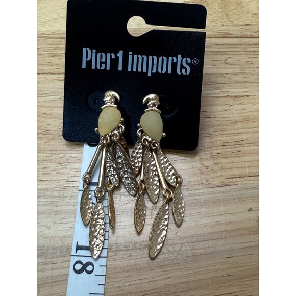 Gold Parrot Dangle Earrings With Yellow Stone Accents By Pier 1 Imports - Picture 5 of 5